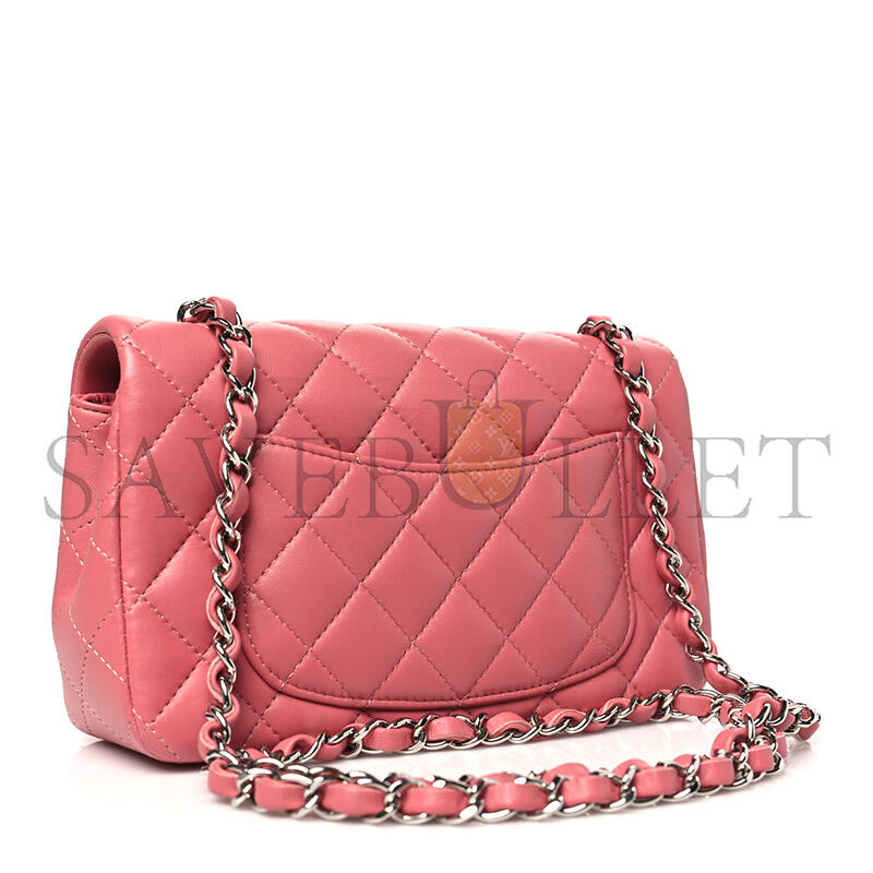 Ch*el lambskin quilted mini rectangular flap pink a01116 (20*13*6cm)
